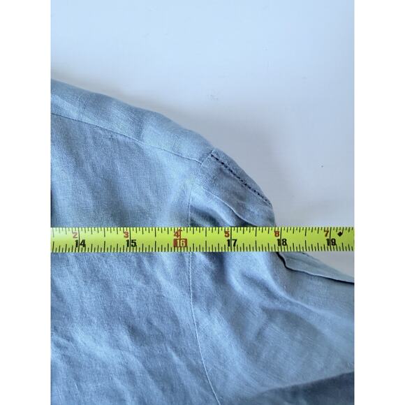 Poetry 100% Linen Gray Blue Blouse Lagenlook Contemporary Size 14 Romantic Boho - Picture 5 of 8